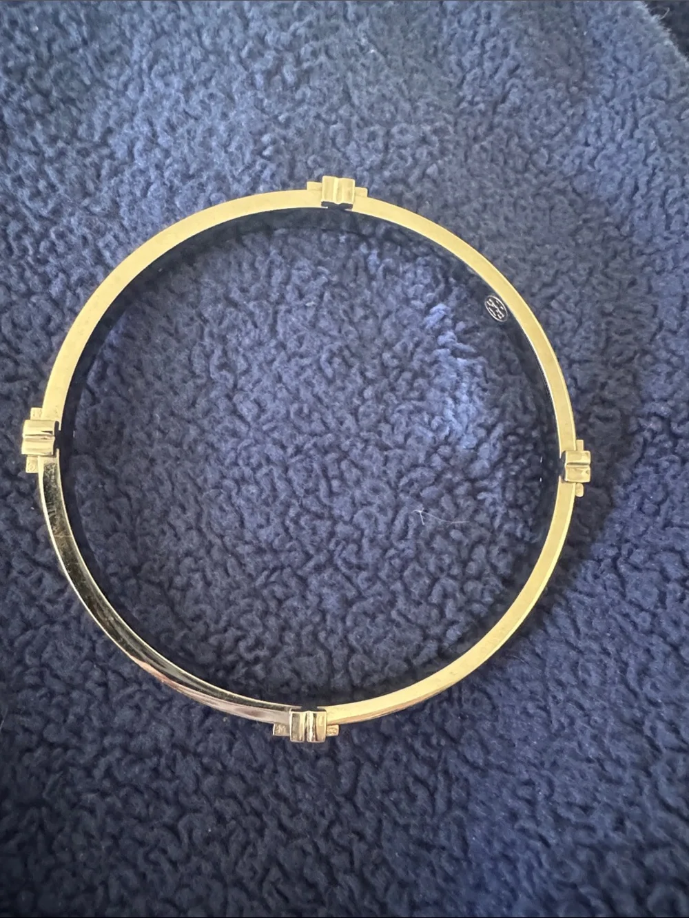 Tory Burch Polished Silver Logo Hinged Bracelet